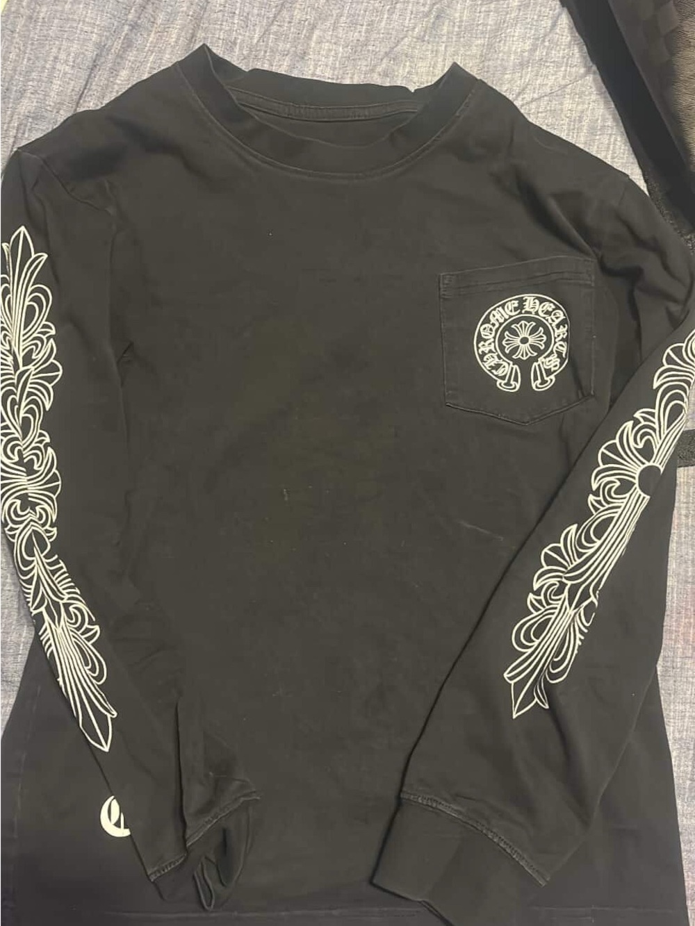 Chrome Hearts Black Long-Sleeve Graphic Pocket Tee